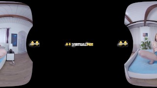 Czech teen is caught peeing her pants – VR Porn