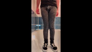 Pissing My Skinny Jeans And Sneakers After A Rainy Walk In The Forest