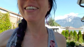 Cute LIttle Bitch Pisses On The Lawn