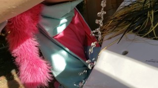 Nerdy Faery Pisses In Her Backyard Dressed As A Unicorn