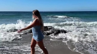 shameless girl pissing on public beach compilation