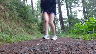 Sneaky Naughty Pee On The Busy Trail