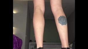 Walking pee desperation in high heels