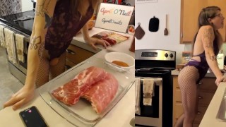 Lonely Girl Makes Ribs for Daddy and Gets Fucked – SOUNDING SQUIRT AT END